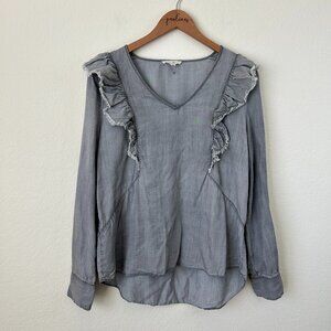 Jane and Delancey Charcoal Ruffle Blouse